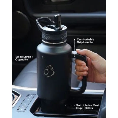 Buzio Trophy Series Water Bottle for Car 1L - Black